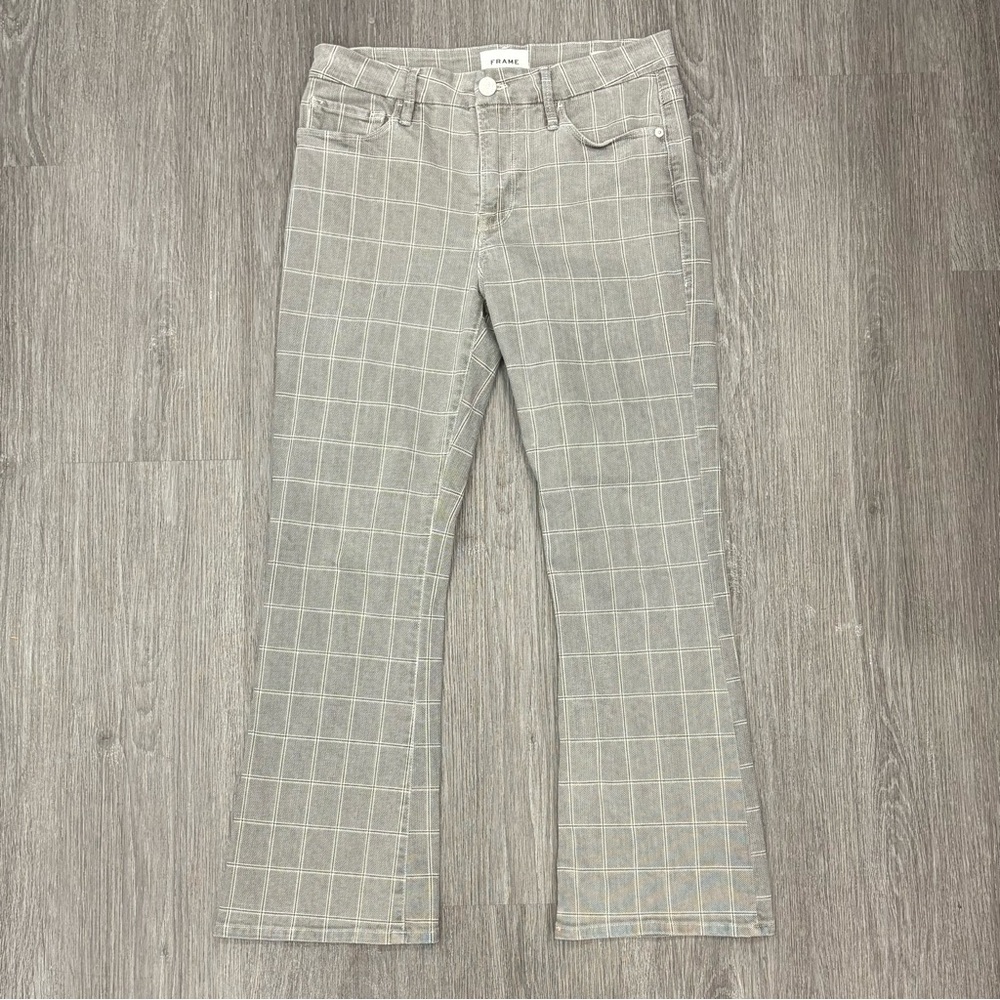Frame Le Crop Mini Boot Plaid Jeans